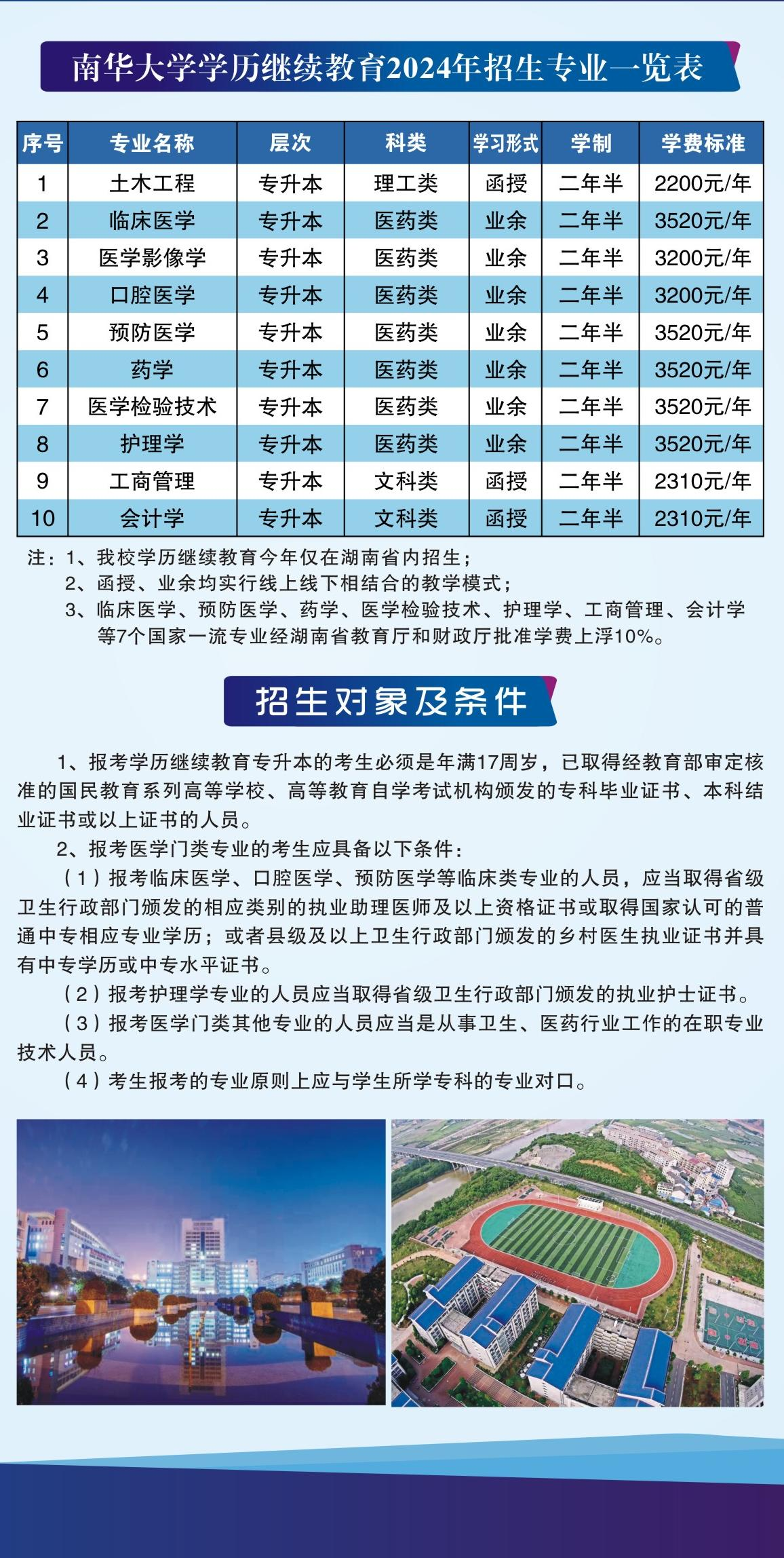 2024年南华大学成人高考招生简章